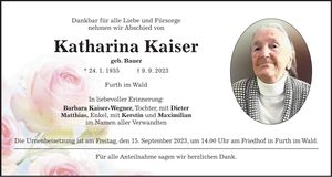 Traueranzeige Katharina Kaiser