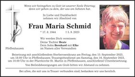 Traueranzeige Maria Schmid