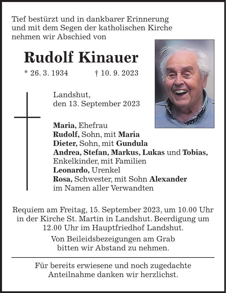 Traueranzeige Rudolf Kinauer