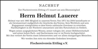 Traueranzeige Helmut Lauerer