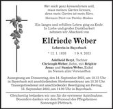 Traueranzeige Elfriede Weber