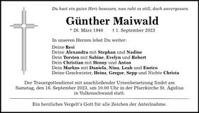 Traueranzeige Günther Maiwald