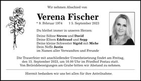 Traueranzeige Verena Fischer
