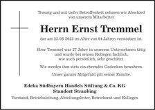 Traueranzeige Ernst Tremmel