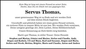 Traueranzeige Thomas Thomas