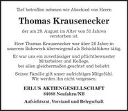 Traueranzeige Thomas Krausenecker