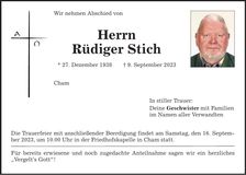 Traueranzeige Rüdiger Stich