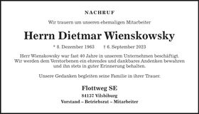 Traueranzeige Dietmar Wienskowsky