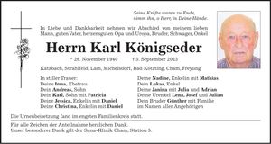 Traueranzeige Karl Königseder