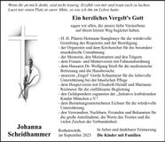 Traueranzeige Johanna Scheidhammer