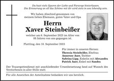 Traueranzeige Xaver Steinbeißer