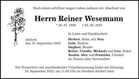 Traueranzeige Reiner Wesemann
