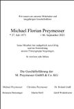 Traueranzeige Florian Preymesser
