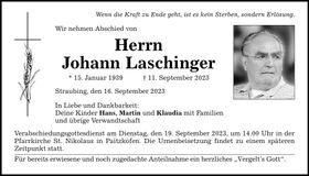 Traueranzeige Johann Laschinger