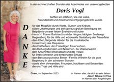 Traueranzeige Doris Vogl