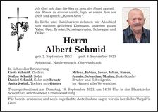 Traueranzeige Albert Schmid