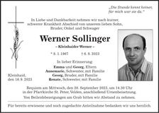 Traueranzeige Werner Sollinger