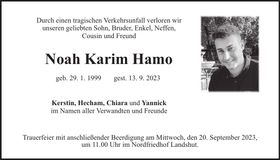 Traueranzeige Noah Karim Hamo