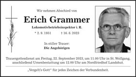 Traueranzeige Erich Grammer