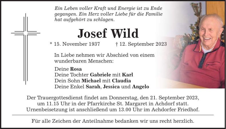 Traueranzeige Josef Wild