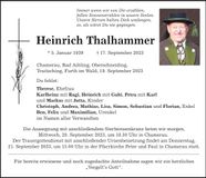 Traueranzeige Heinrich Thalhammer