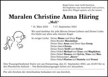 Traueranzeige Maralen Häring