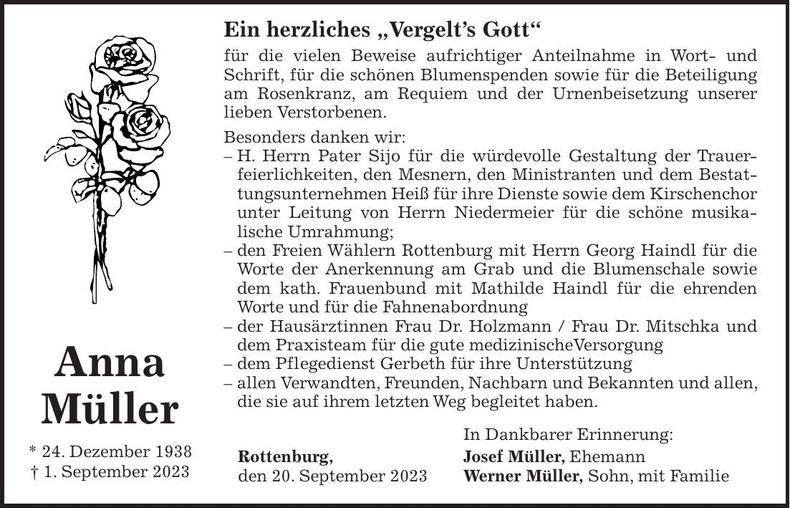 Traueranzeige Anna Müller