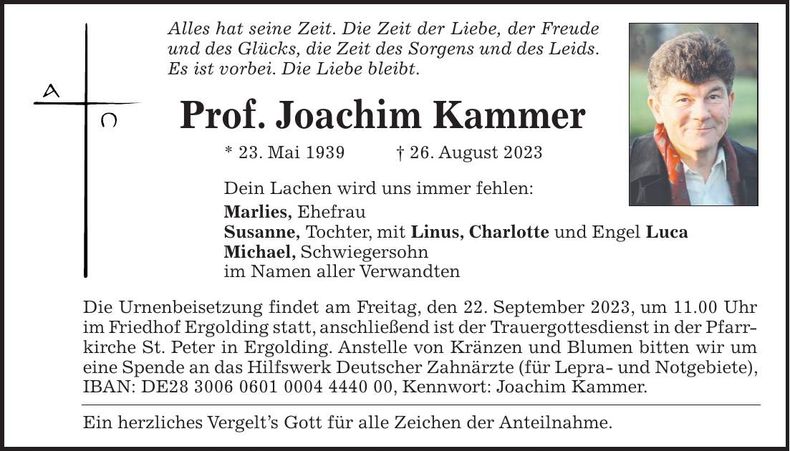 Traueranzeige Joachim Kammer