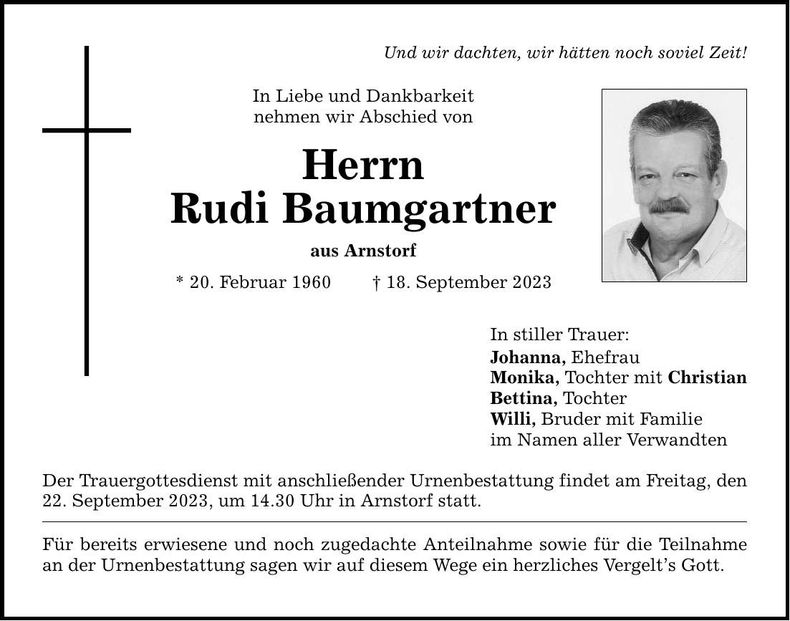 Traueranzeige Rudi Baumgartner