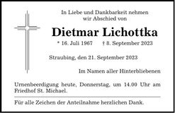 Traueranzeige Dietmar Lichottka