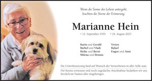 Traueranzeige Marianne Hein