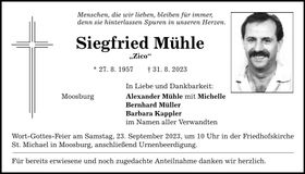 Traueranzeige Siegfried Mühle
