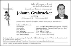 Traueranzeige Johann Grabrucker