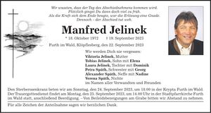 Traueranzeige Manfred Jelinek