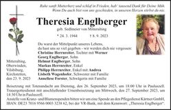 Traueranzeige Theresia Englberger