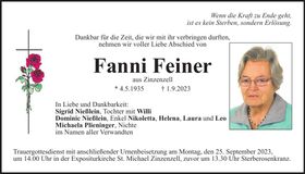 Traueranzeige Fanni Feiner