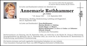 Traueranzeige Annemarie Rothhammer