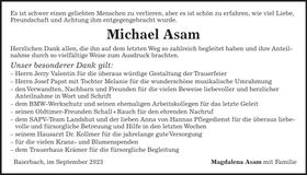 Traueranzeige Michael Asam