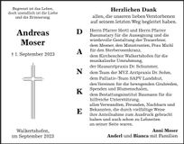 Traueranzeige Andreas Moser