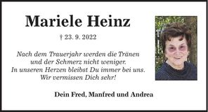 Traueranzeige Mariele Heinz