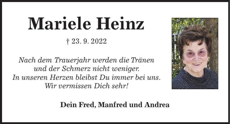 Traueranzeige Mariele Heinz