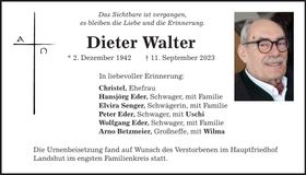 Traueranzeige Dieter Walter
