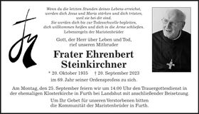 Traueranzeige Ehrenbert Steinkirchner