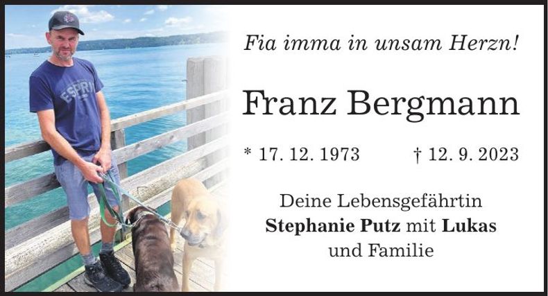 Traueranzeige Franz Bergmann