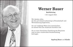 Traueranzeige Werner Bauer