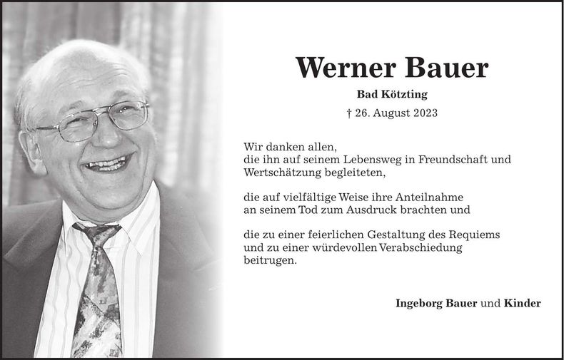 Traueranzeige Werner Bauer