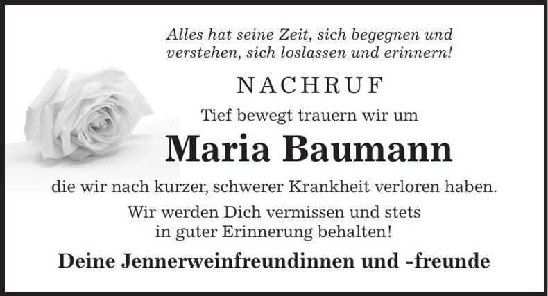 Traueranzeige Maria Baumann