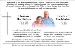 Traueranzeige Eleonore und Friedrich Hochholzer