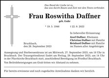 Traueranzeige Roswitha Daffner