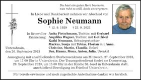 Traueranzeige Sophie Neumann